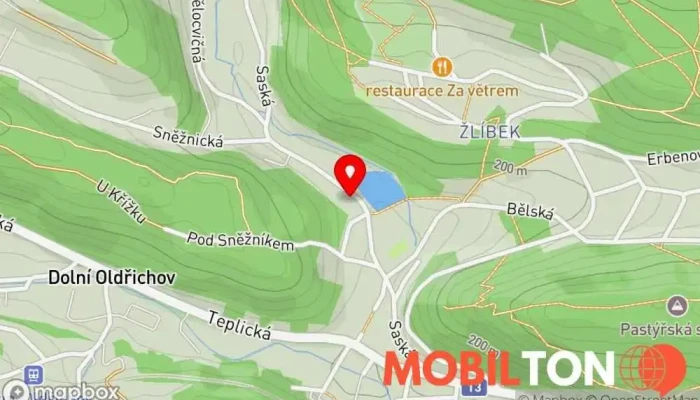 mapa Restaurace Na Rybníčku Restaurace v 12, Saská 131