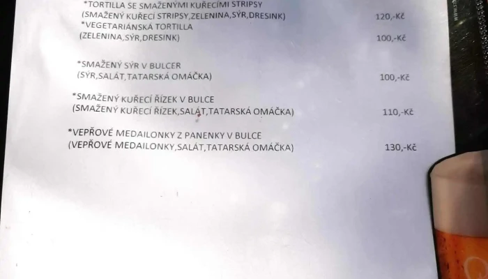 Restaurace Na Soutoku -  Menu - Poděbrady-libice Nad Cidlinou