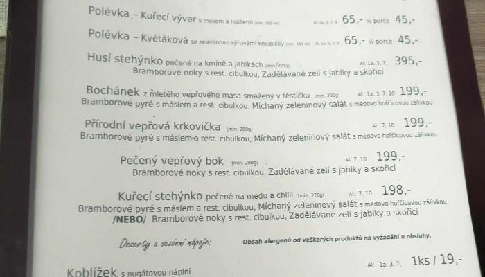 Restaurace Na Venkove Oteviraci Doba - Kamenice