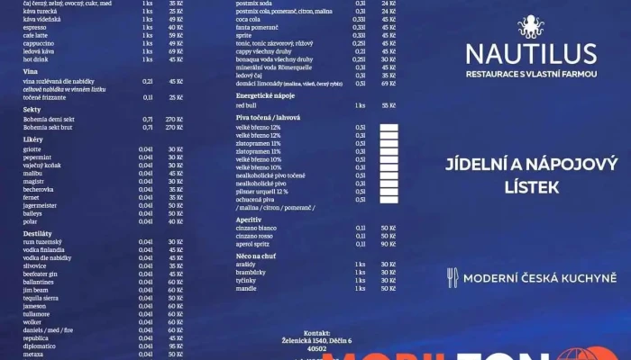 Restaurace Nautilus -  Menu - Letná