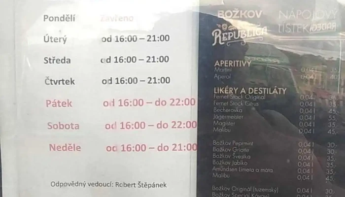 Restaurace Pod Brizkami Menu - U Stadionu 200