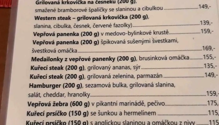 Restaurace Pohoda -  Menu - Strojírenská 396