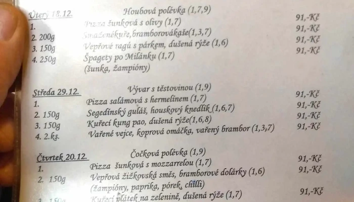 Restaurace Pradelna Menu - Tichá 1830