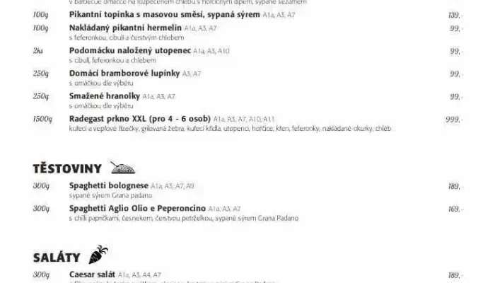 Restaurace Radegastovna Rex -  Menu - Okružní 4701