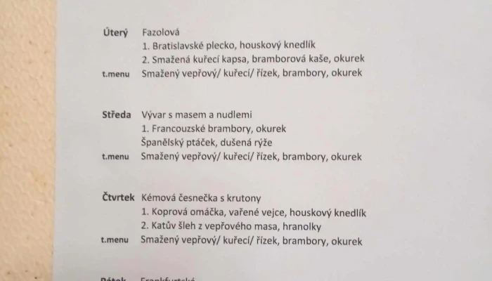 Restaurace Radnice -  Menu - Rouchovany