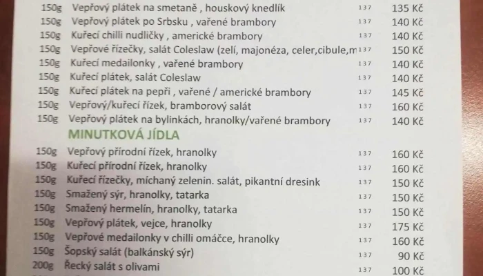 Restaurace Sport Bar U Gateho Menu - Sad Míru 1055