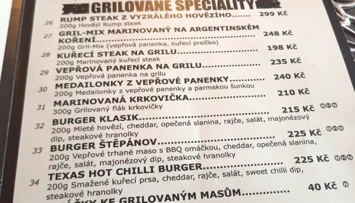 Restaurace Stepanov Menu - Štěpánov 361