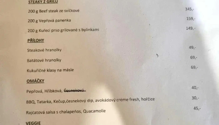 Restaurace Tramtarie Menu - Chodská 1025
