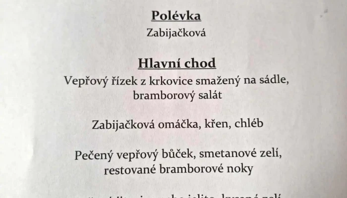Restaurace U Cerneho Janka Menu - Moravská 82
