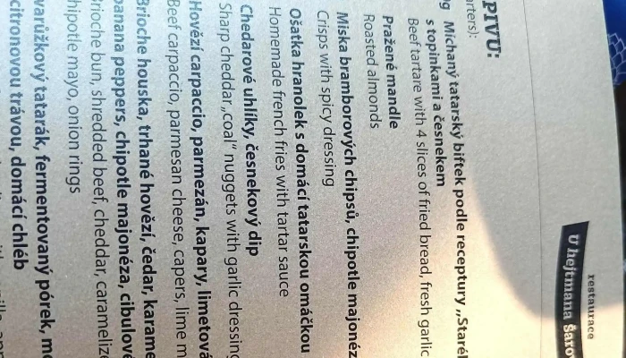 Restaurace U Hejtmana Sarovce Restaurace - Dvořákova 595
