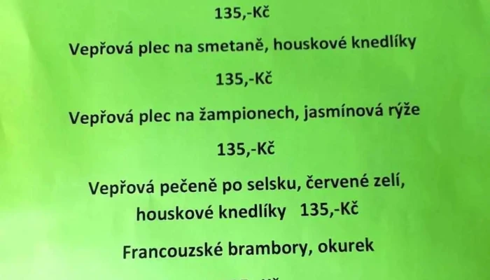 Restaurace U Jezera -  Menu - U Jezera 767