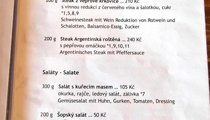 Restaurace U Kostela -  Menu - Růžová-děčín 2