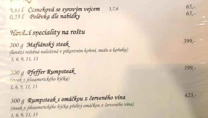 Restaurace U Krbu -  Menu - 1 Vsetín 1 Cz, Václavkova 763