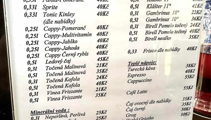Restaurace U Libuse Menu - Nerudova 207
