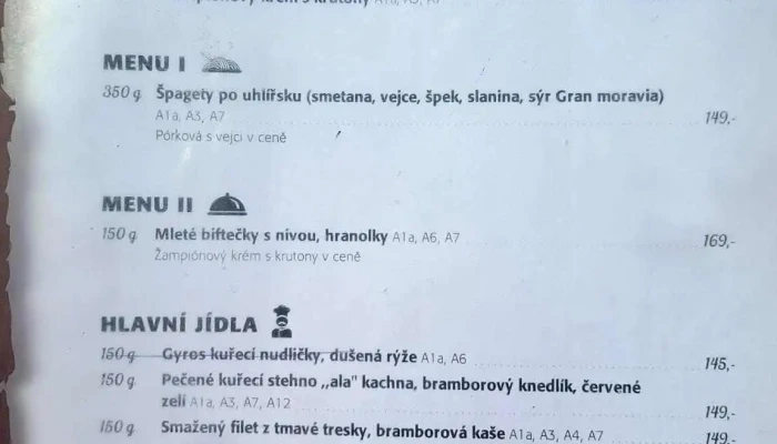 Restaurace U Nadrazi Menu - U Nádraží 325