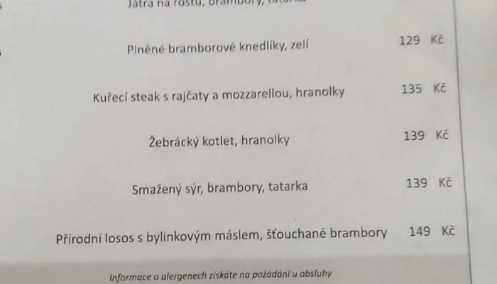 Restaurace U Pekare Decin Menu - Lázeňská 7