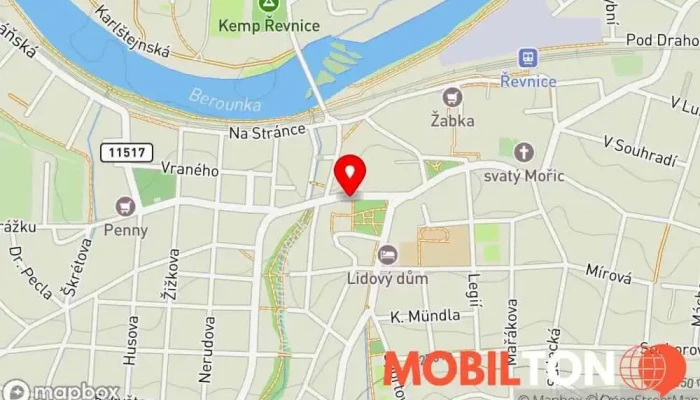 mapa Restaurace U pošty Pivní výčep v Komenského 1100
