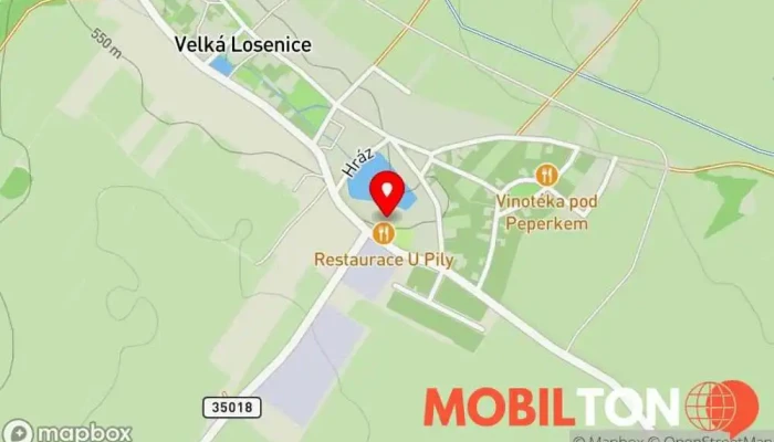 mapa Restaurace u tenisových kurtů Restaurace v Velká Losenice