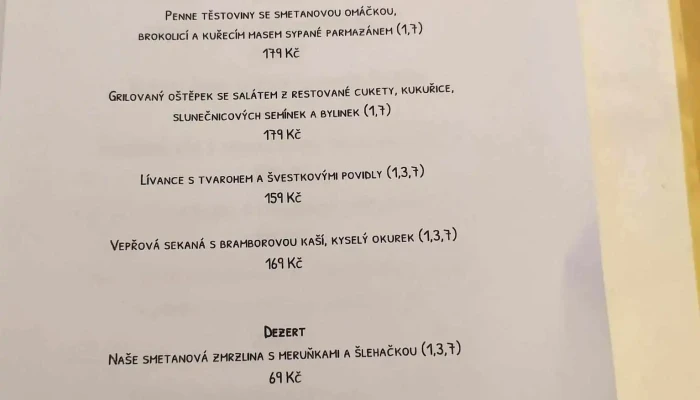 Restaurace U Vleku -  Menu - Vsetínská 112