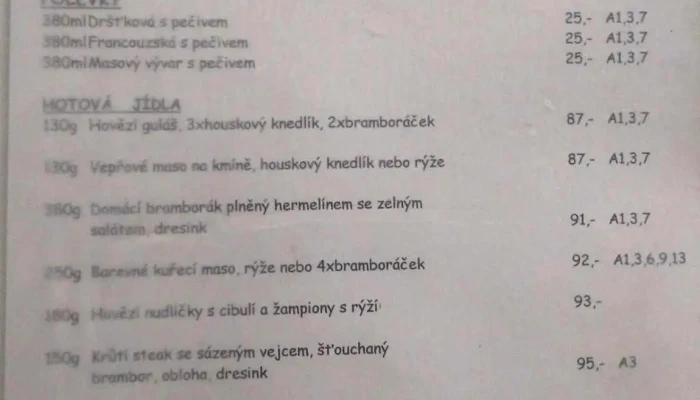 Restaurace U Vrnaku Menu - Hlavní 120