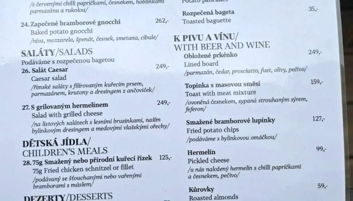 Restaurace U Zlateho Bazanta Menu - Město