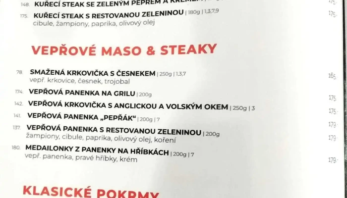 Restaurace V Podzamci   Pizzerie Menu - 3, Masarykova 65