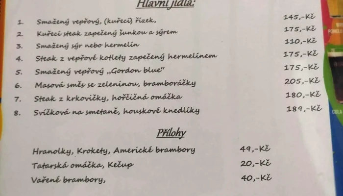 Restaurace Venuse Menu - Staré Hory