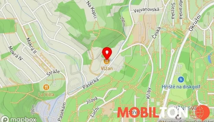 mapa Restaurace Vlžan Rodinná restaurace v Pasecká 4431