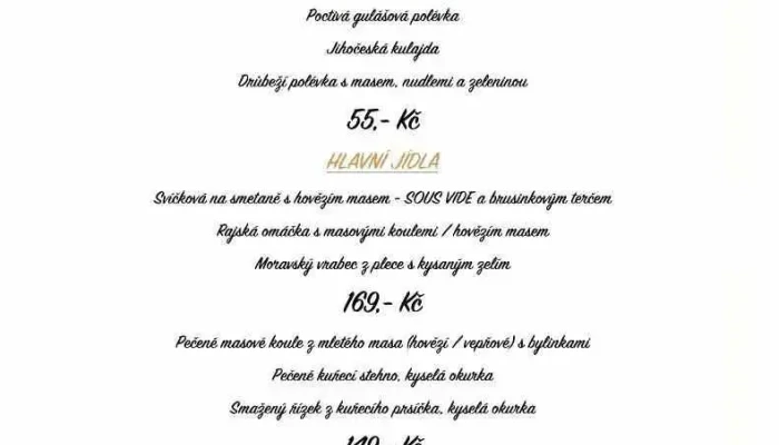 Restaurace Vtipna Kase Menu - Loučeň