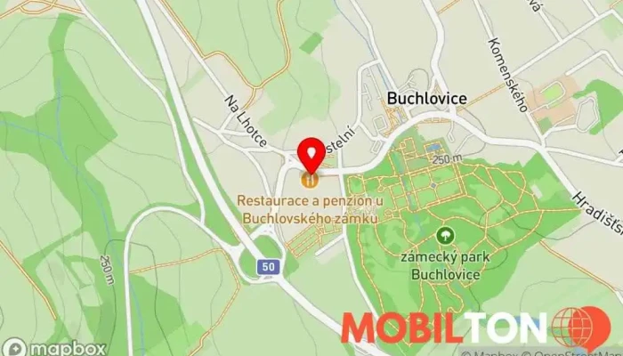 mapa Restaurant penzion u Buchlovského zámku Restaurace, Penzion v Brněnská 19