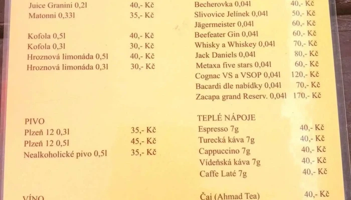 Restaurant Penzion U Buchlovskeho Zamku Menu - Brněnská 19