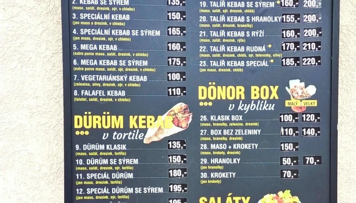Rudna Kebab Ceny - Masarykova 94a