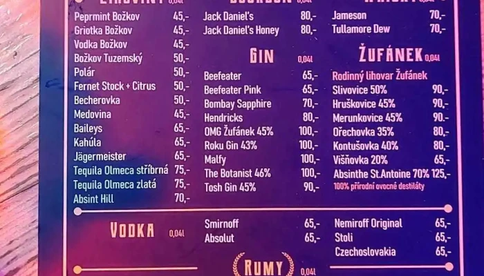 Spejchar   Kavarna Galerie A Hospoda Menu - Czech Republic