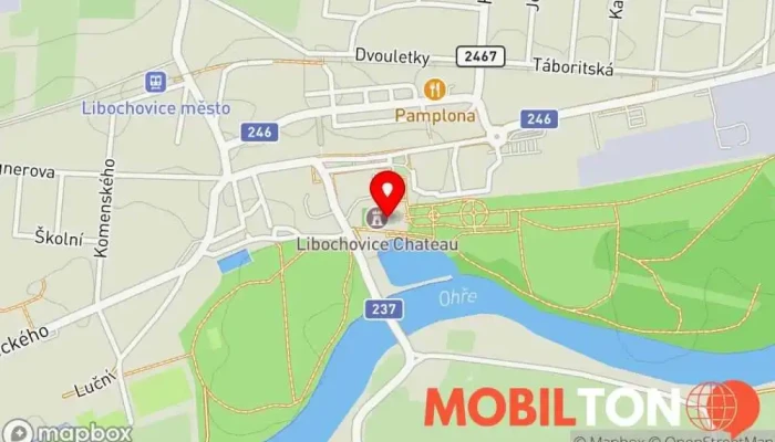 mapa Státní zámek Libochovice Zámek, Oblast pro pěší turistiku, Turistická atrakce v nám. 5. května 1