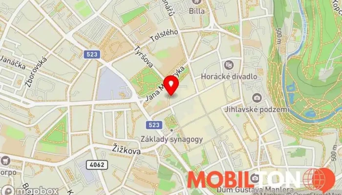 mapa Steak House Jack Restaurace v Husova 1656/52