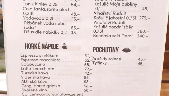 Tankovna Na Skrivance Menu - Na Skřivance 8