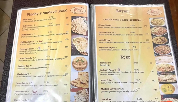 Taste Of India -  Menu - Havlíčkovo Nám. 177 580 01