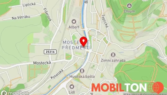 mapa TURBO PIZZA Bílina Pizzerie v Mostecké Předměstí