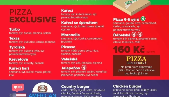 Turbo Pizza Celakovice Menu - Sedláčkova 108/4