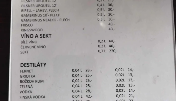 U Boba -  Menu - Na Strážišti 1944