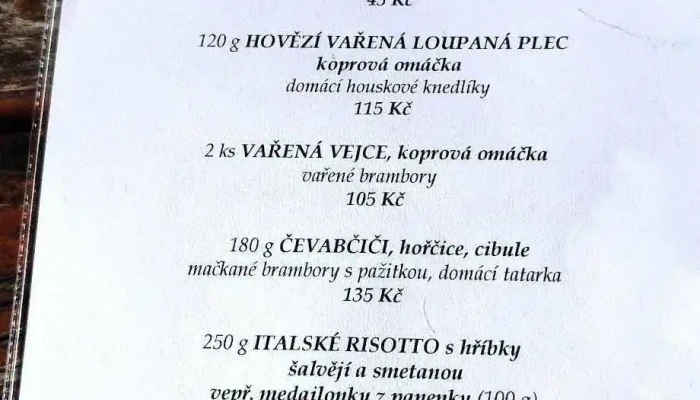 U Gurmana Menu - Bítovčice