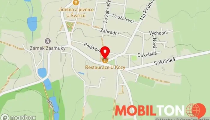 mapa U Kozy Restaurace v Kmochovo nám.