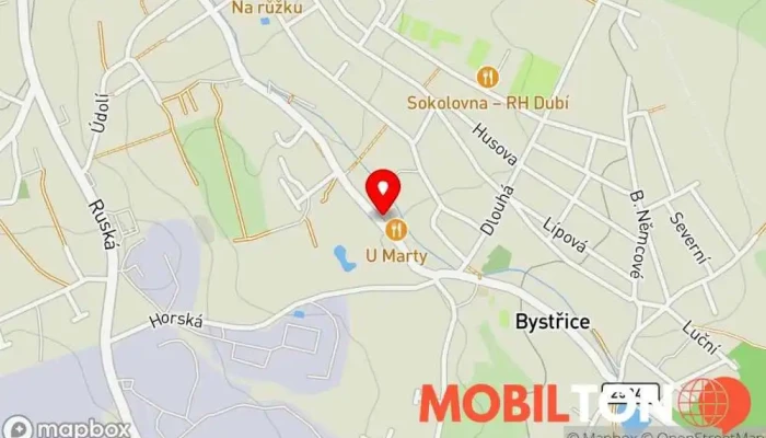 mapa U Marty Restaurace v Bystřice