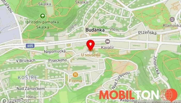 mapa U Sousedů na Kavalírce Restaurace v Praha 5