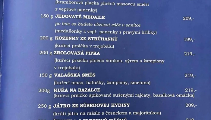 Valassky Senk Menu - Lázeňská 451