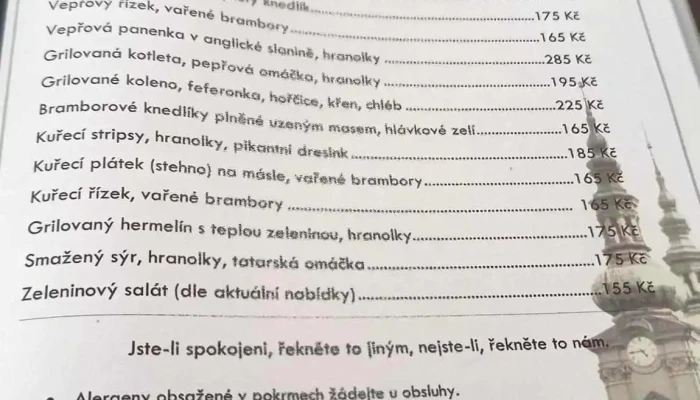 Vega Centrum -  Menu - Salašská 269