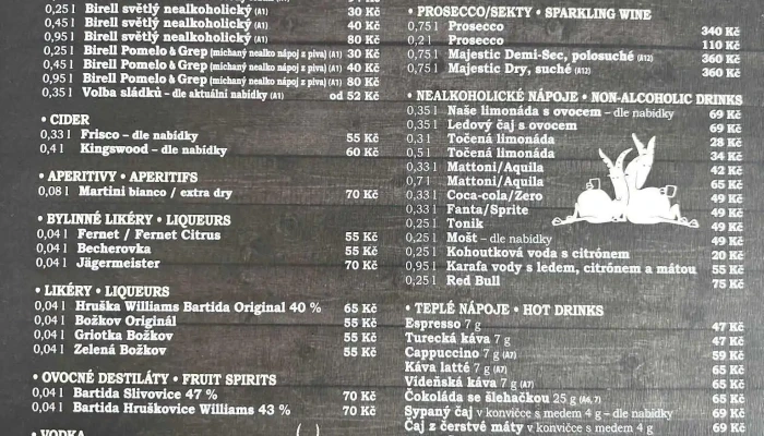 Velkopopovicka Kozlovna Menu - Ringhofferova 1