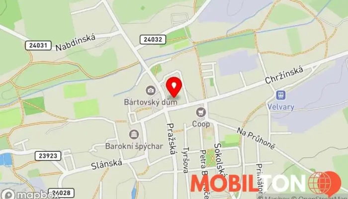 mapa Velvarská Záložna Kavárna v nám. kr. Vladislava 224