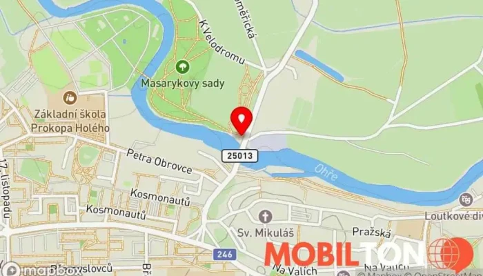 mapa Veslařský klub Ohře Louny Veslařský klub v Vosátkova 1765