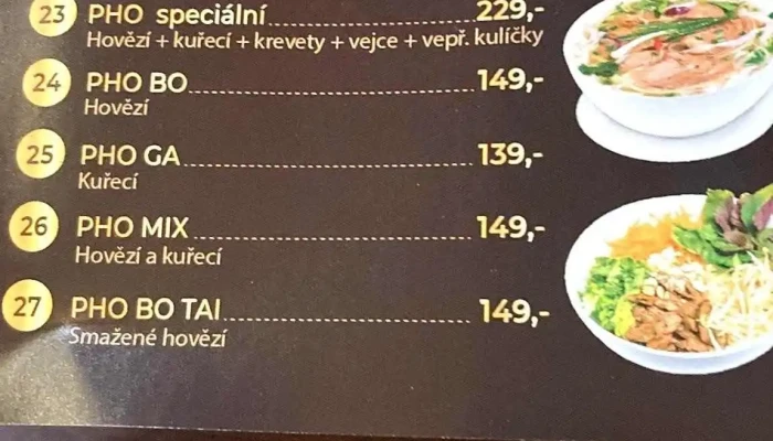 Viet Thai Food -  Menu - Vít. Nezvala 2815/41